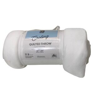 Comfort Lab Amy Miller Cooling Quilted‎ Throw Blanket 50" x 60" White Sleeping